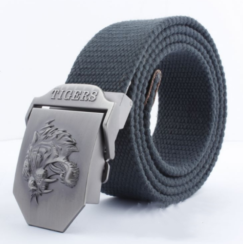 Men's Outdoor Sports Belt Canvas Adjustable Casual Buckle Belt Tiger