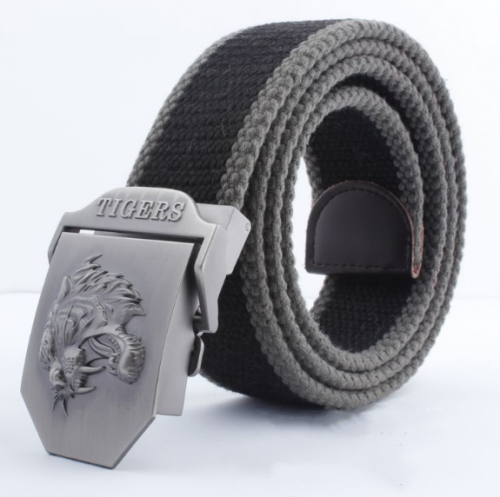 Men's Outdoor Sports Belt Canvas Adjustable Casual Buckle Belt Tiger