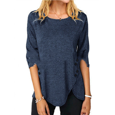 Long sleeve T-shirt with irregular hem