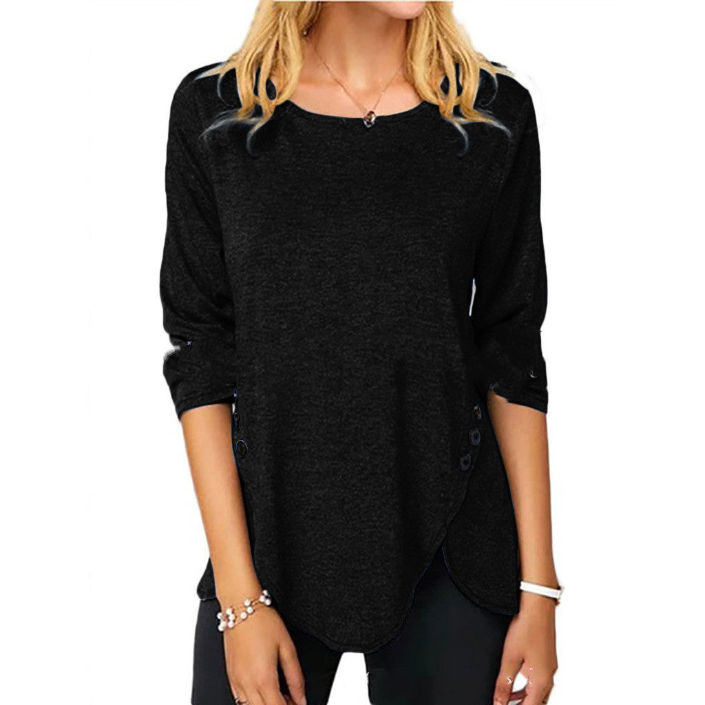 Long sleeve T-shirt with irregular hem