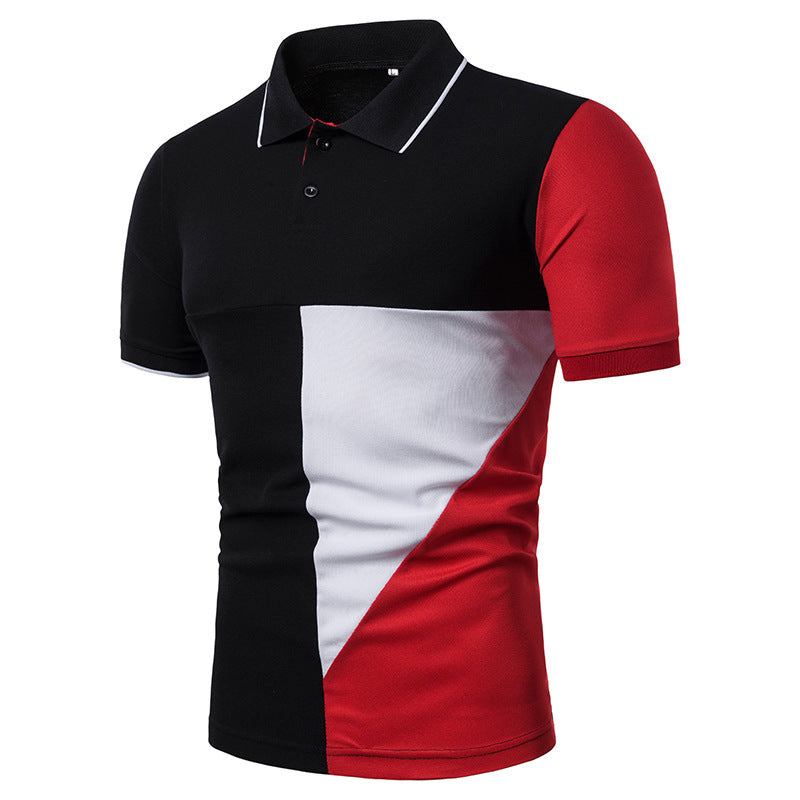 T-Shirt Men'S Short-Sleeved Shirt New Product Hit Color Large Size All-Match Casual Fashion Chic