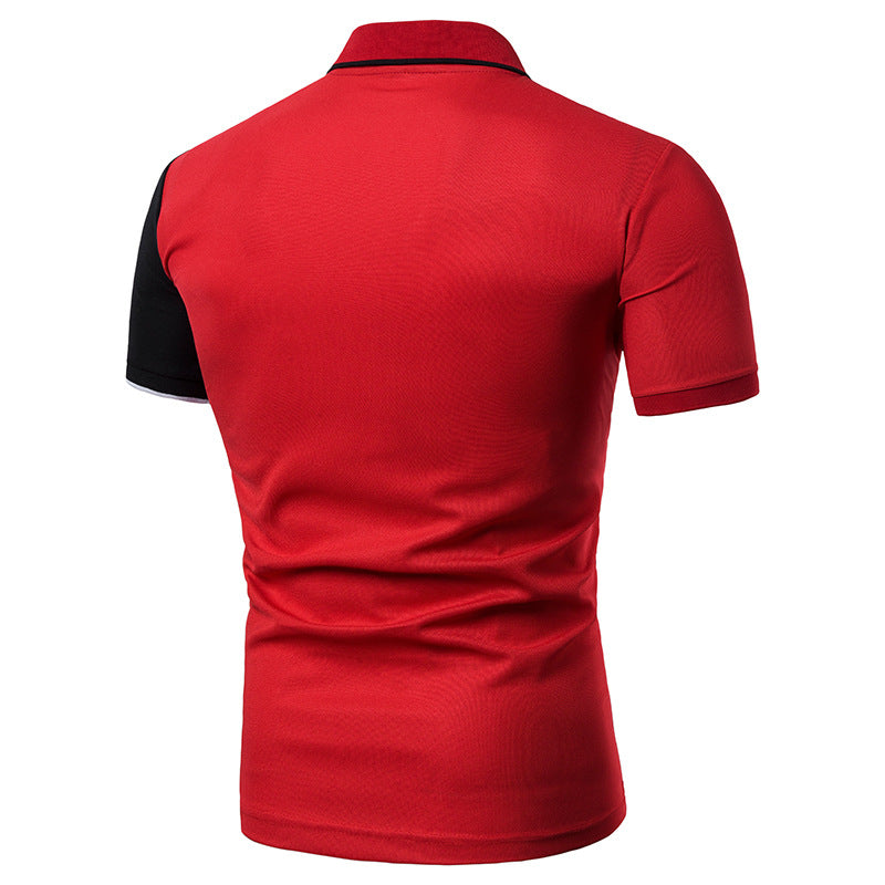 T-Shirt Men'S Short-Sleeved Shirt New Product Hit Color Large Size All-Match Casual Fashion Chic