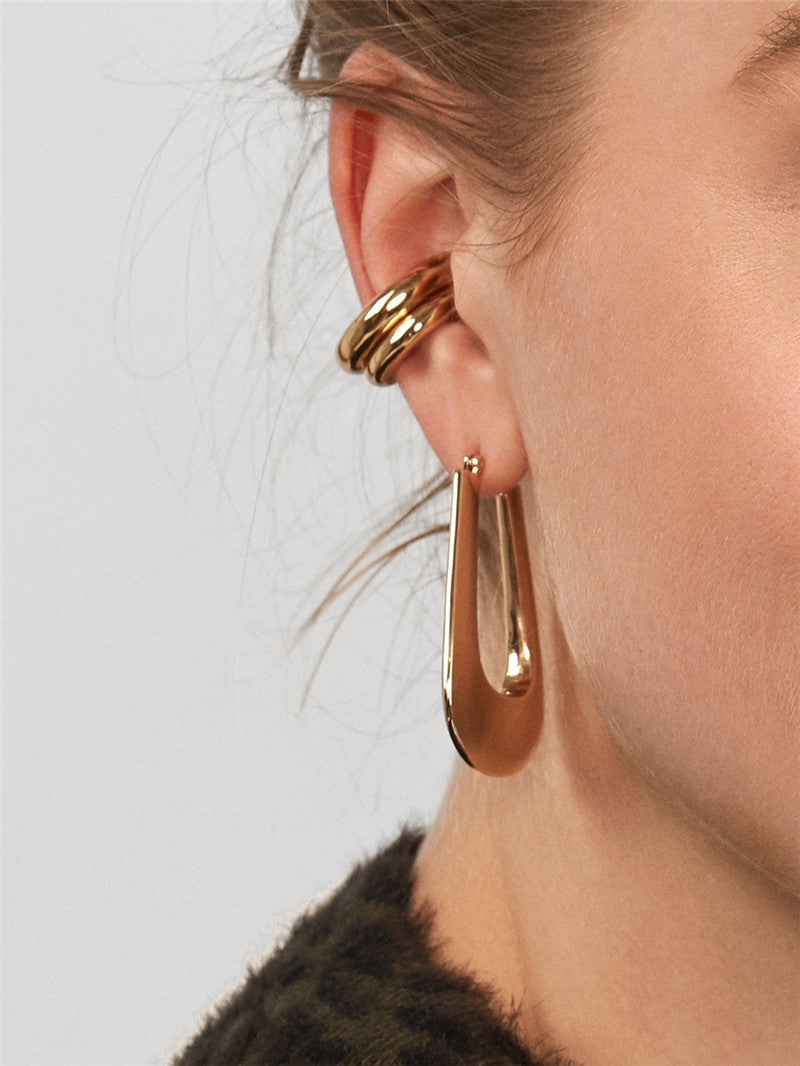 European And American Big-name Earrings Simple Alloy Gold-plated Geometry