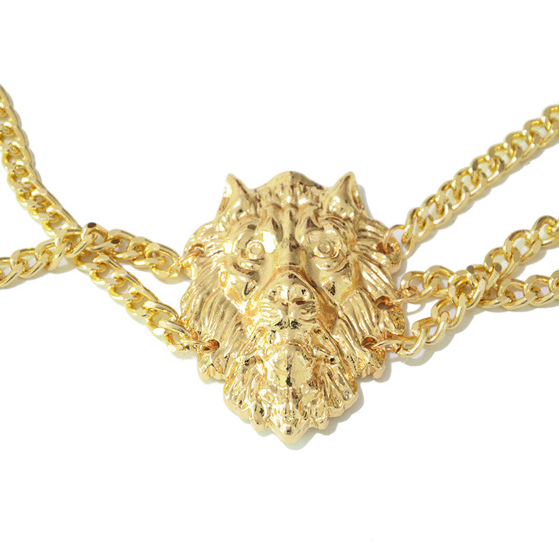 Casual Waistband Women'S Fashion All-Match Lion Head Decorative Chain Waist Chain