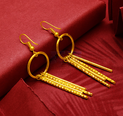 Gold-Plated Earrings Female Tassel Flower Asymmetric Earrings Sand Gold-Plated Earrings Leaf Mother Exaggerated Wedding Fake Jewelry