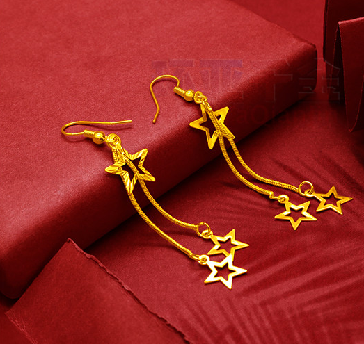 Gold-Plated Earrings Female Tassel Flower Asymmetric Earrings Sand Gold-Plated Earrings Leaf Mother Exaggerated Wedding Fake Jewelry