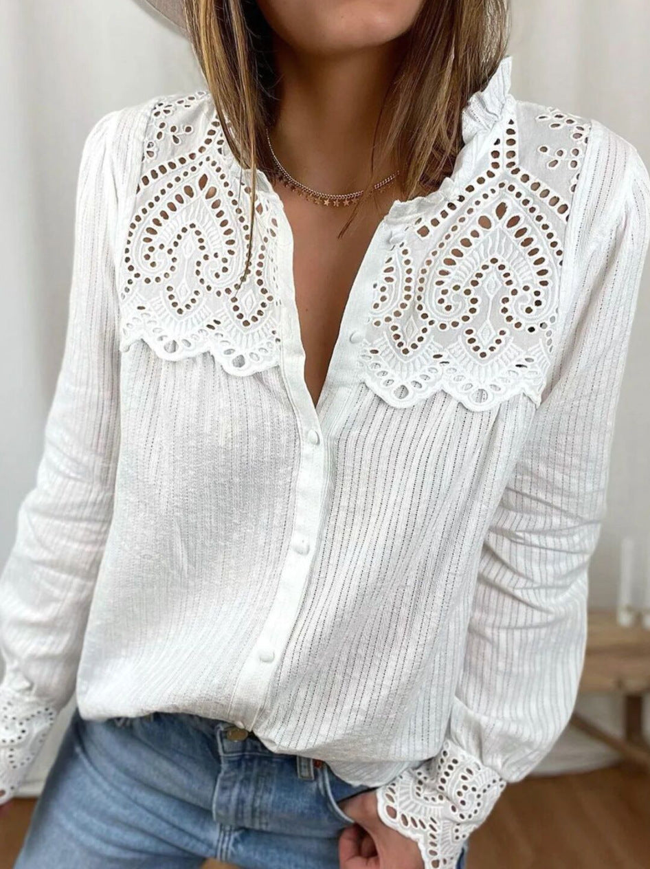 Women's Lace Stitching Shirt Women