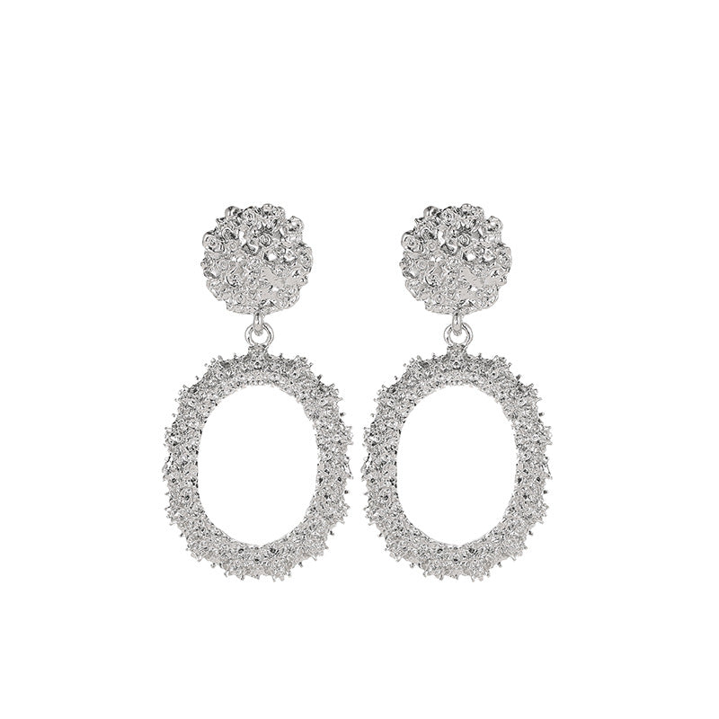 Exaggerated Circle Embossed Ladies Earrings