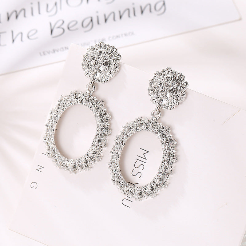 Exaggerated Circle Embossed Ladies Earrings