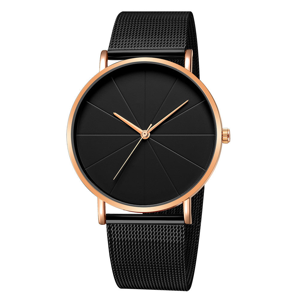 Ashion Pure Black Mesh Strap Watch Men's Watch European And American Simple Ladies Couple Watch Quartz Watch