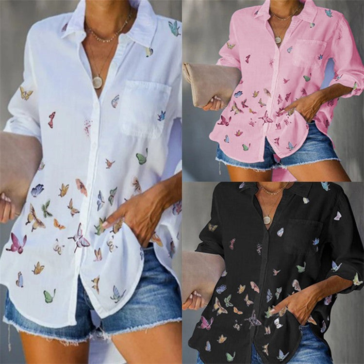 Printed Single-breasted Casual Long-sleeved Shirt