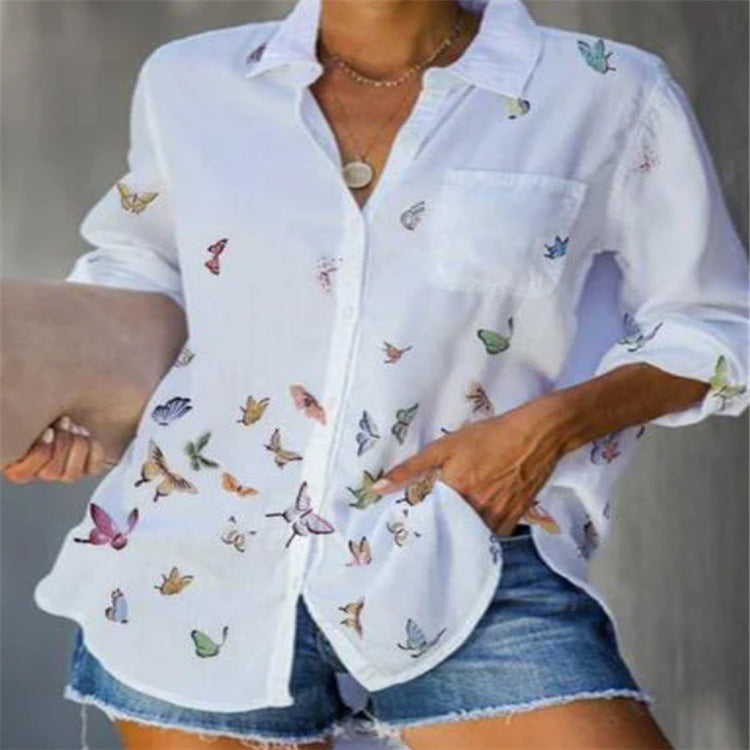 Printed Single-breasted Casual Long-sleeved Shirt