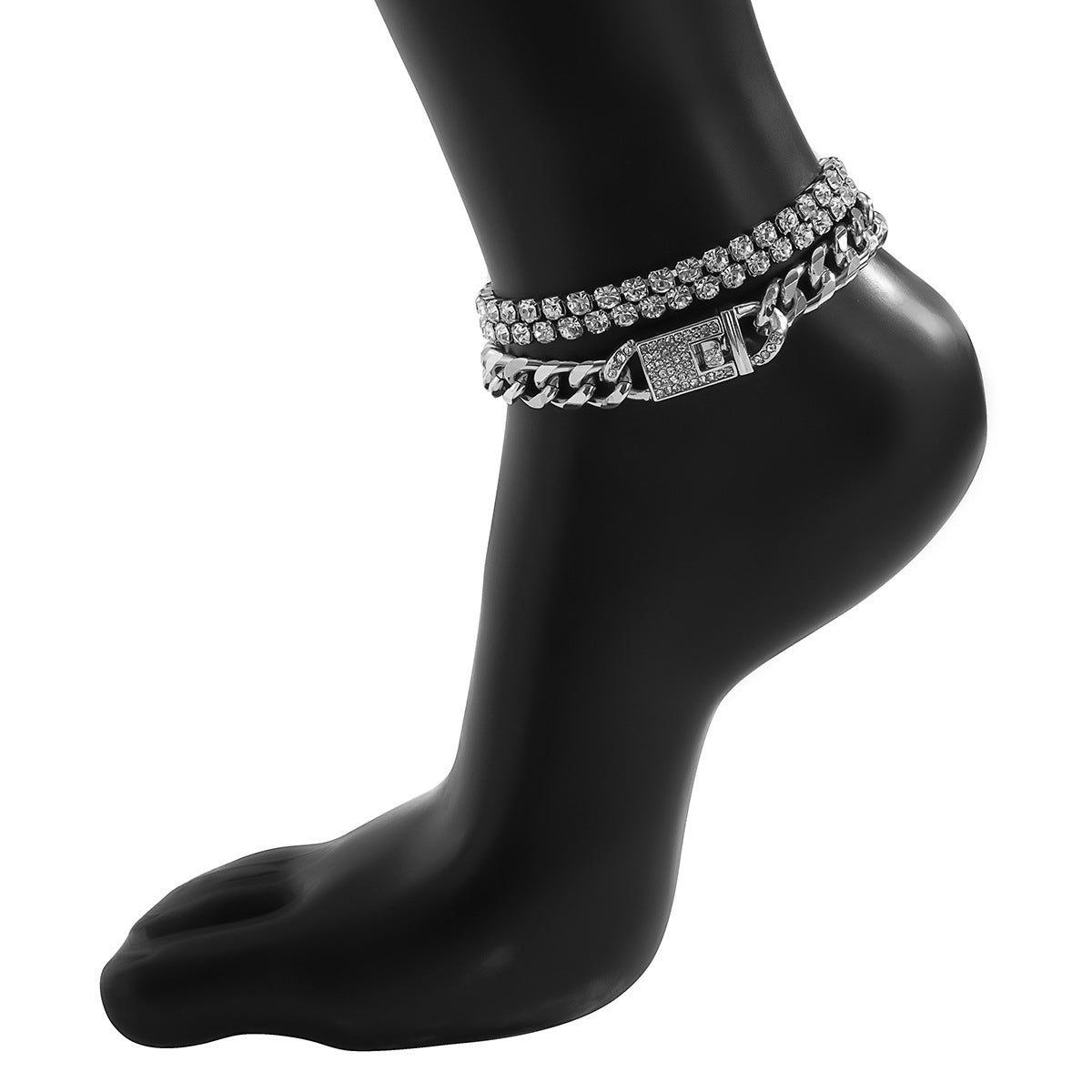 Multi-layered Anklet Women's Personality Cuban Chain Mix And Match Feet