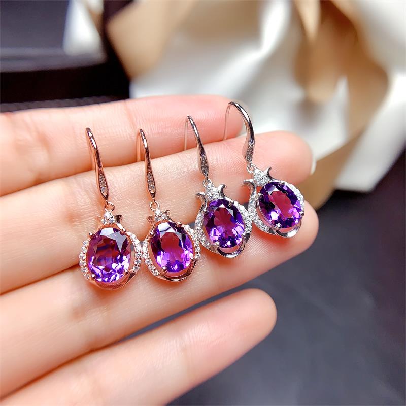 Natural Amethyst Earrings Deep Mysterious Purple