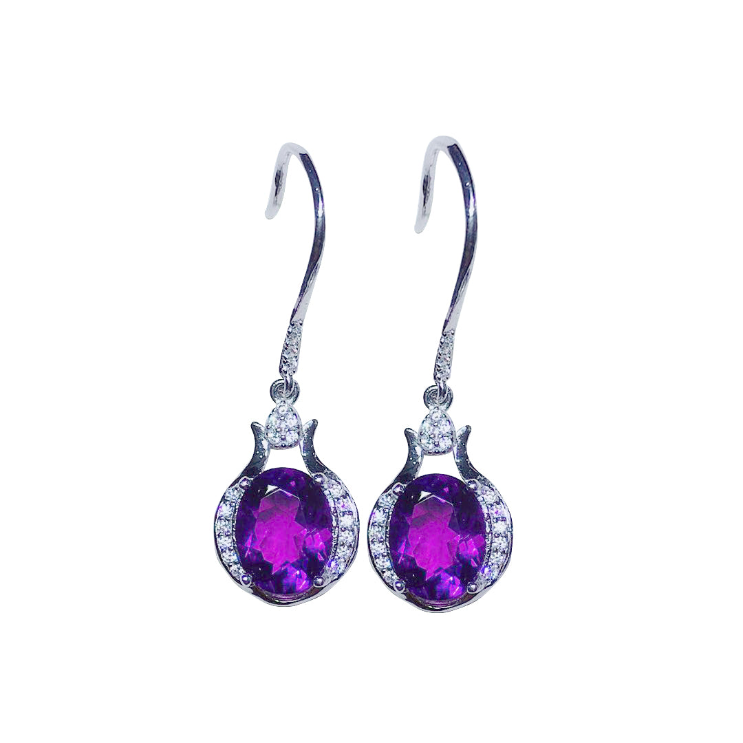 Natural Amethyst Earrings Deep Mysterious Purple