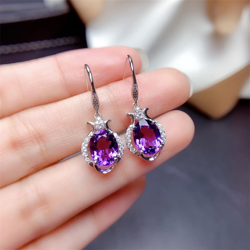 Natural Amethyst Earrings Deep Mysterious Purple