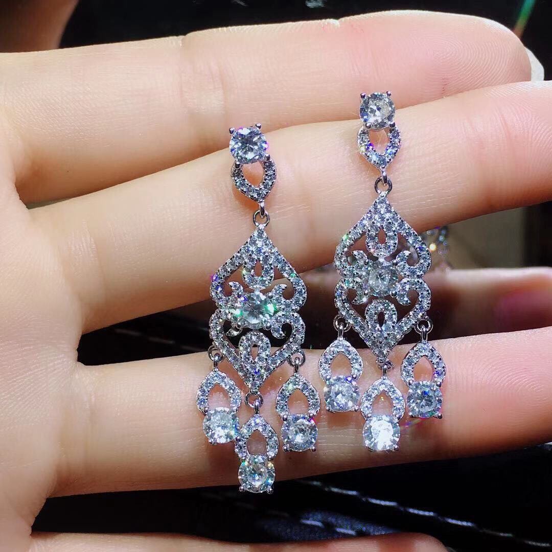 Moissan Diamond Earrings Earrings Burst Into Flames