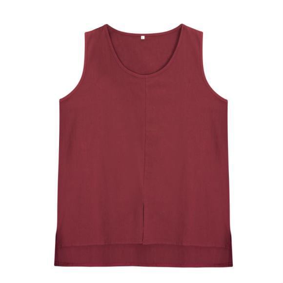 Pure Color Cotton And Linen Sleeveless Vest Casual