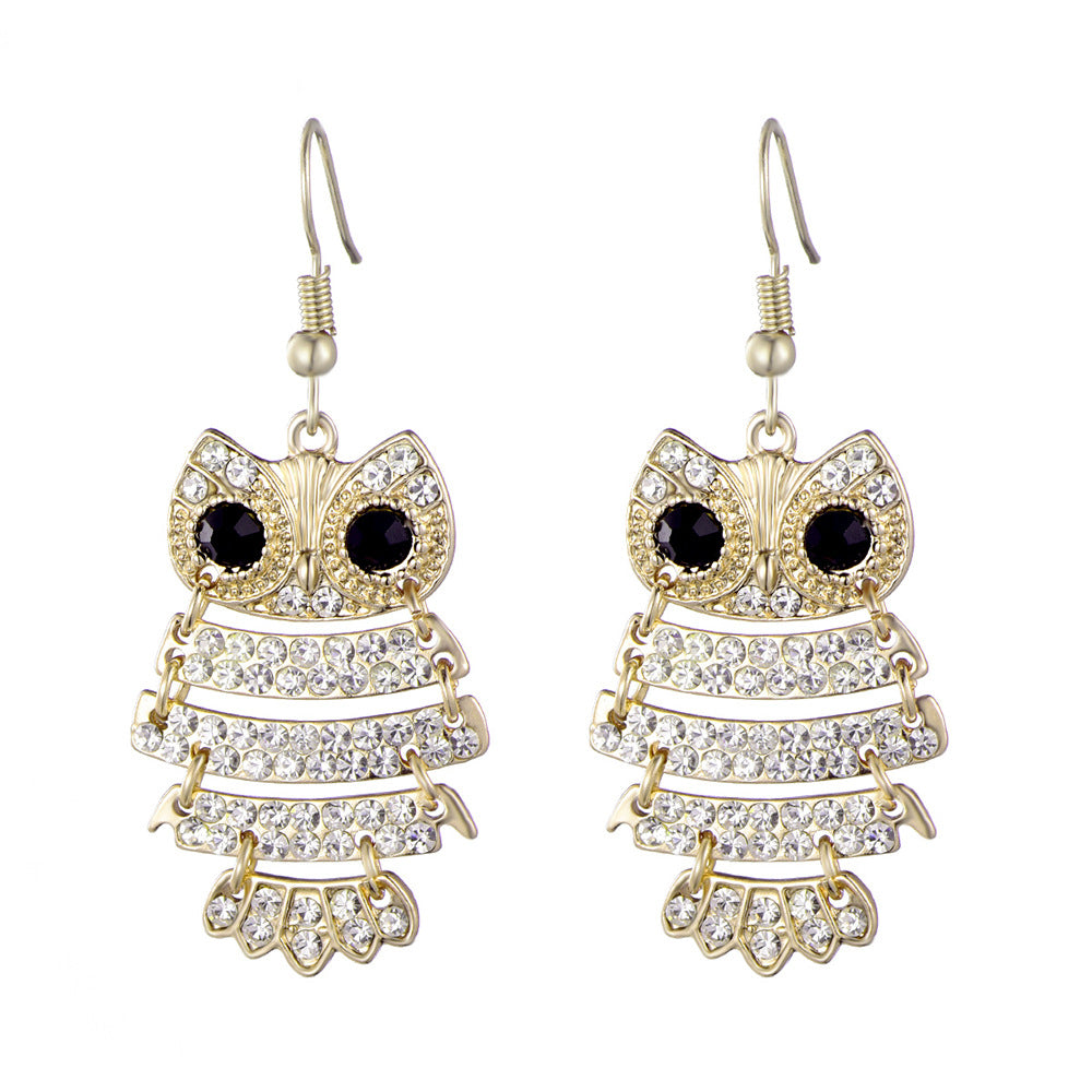 Owl Earrings European And American Jewelry Diamond Earrings