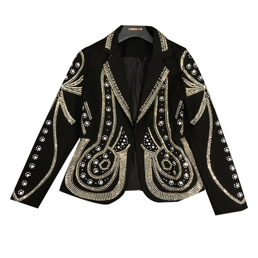 Little fragrant golden rhinestone suit jacket