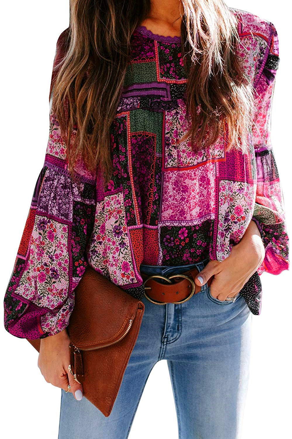 Printed puff sleeve shirt