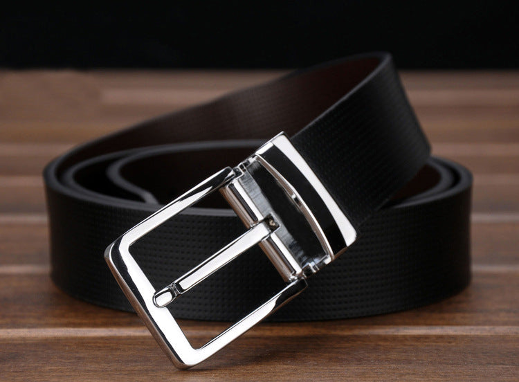 Men's simple retro rotating buckle belt