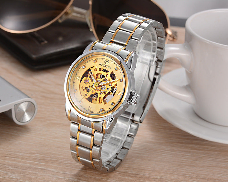 Double-sided hollow automatic mechanical watch