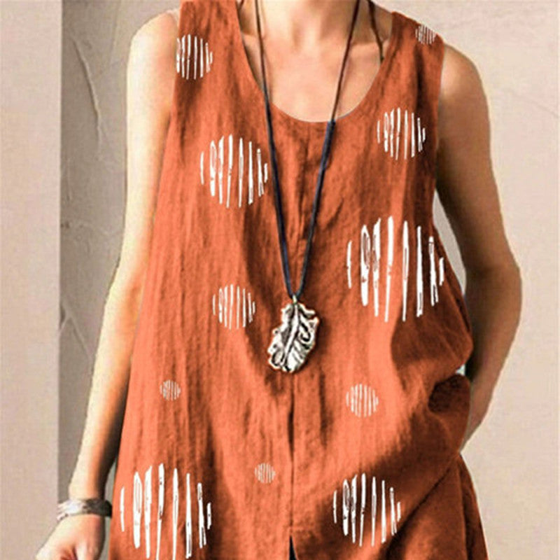 Printed sleeveless vest