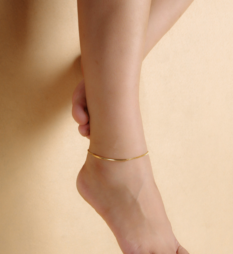Simple and versatile fashion beach anklet Metallic smooth elbow simple anklet