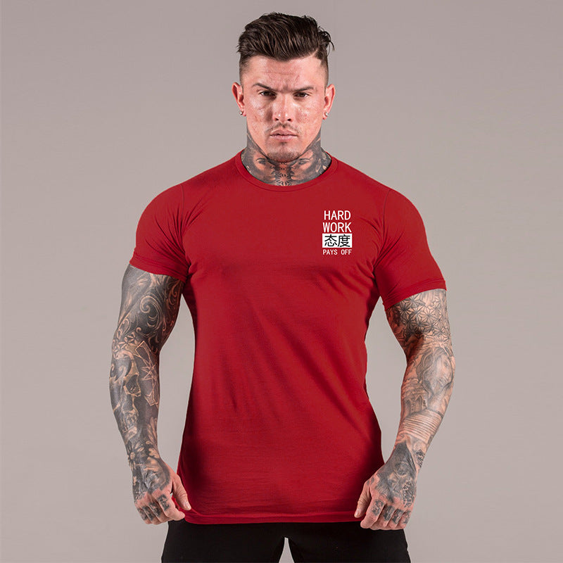 Sports fitness short sleeve men's t-shirt