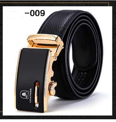 Two-layer leather belt business men's smooth automatic buckle leather belt