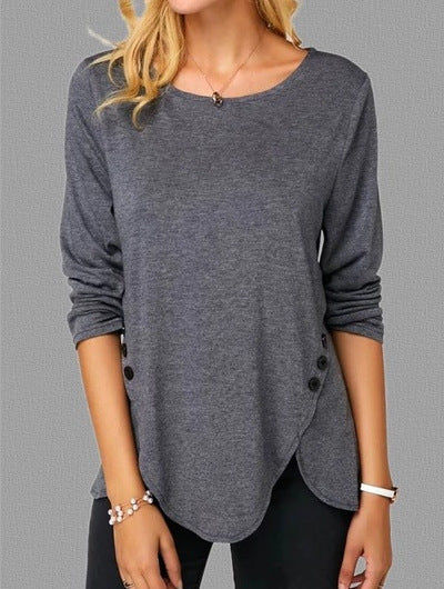 Long sleeve T-shirt with irregular hem