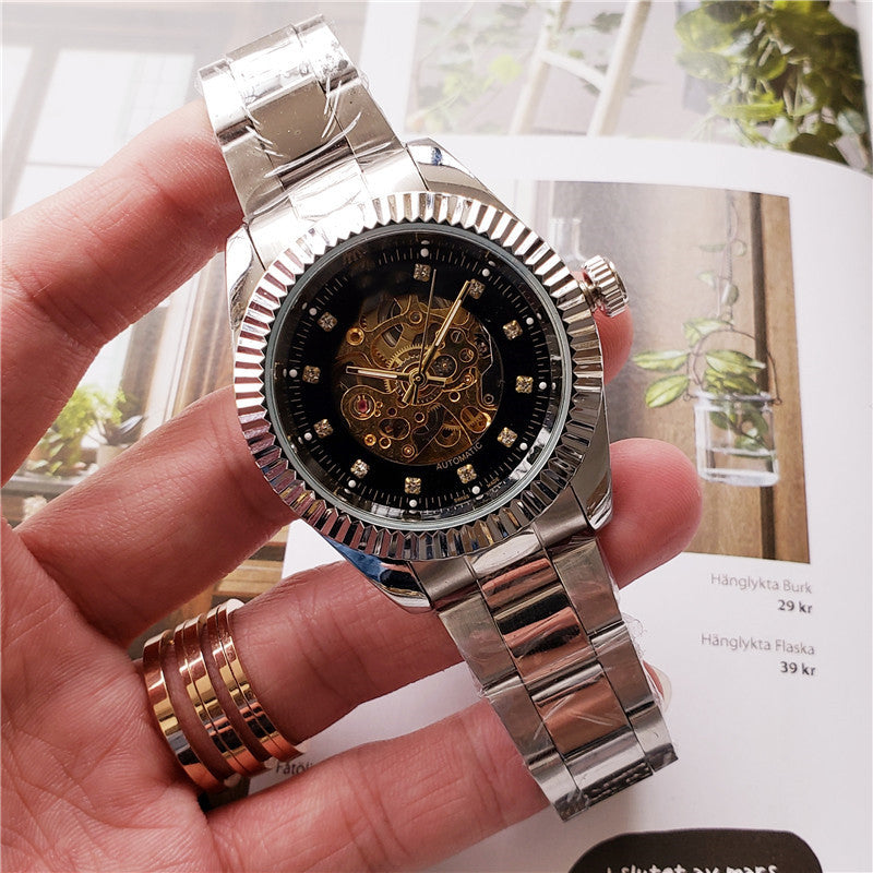 Fashion casual men's hollow mechanical watch