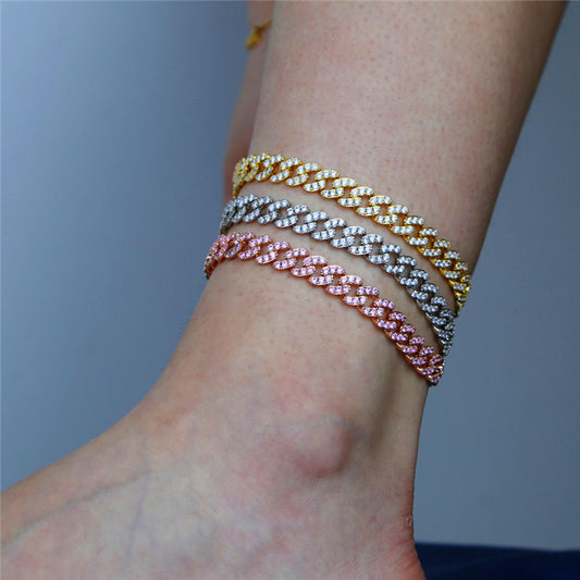 Trend all-match single row full drill anklet