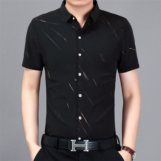 Color cotton short-sleeved shirt