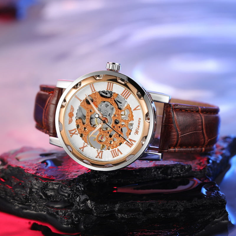 Full hollow men's belt manual mechanical watch