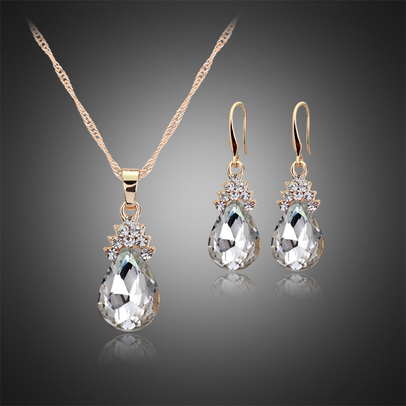 Womens Diamond Crystal Necklace  Earrings Crystal Necklace Earrings Set