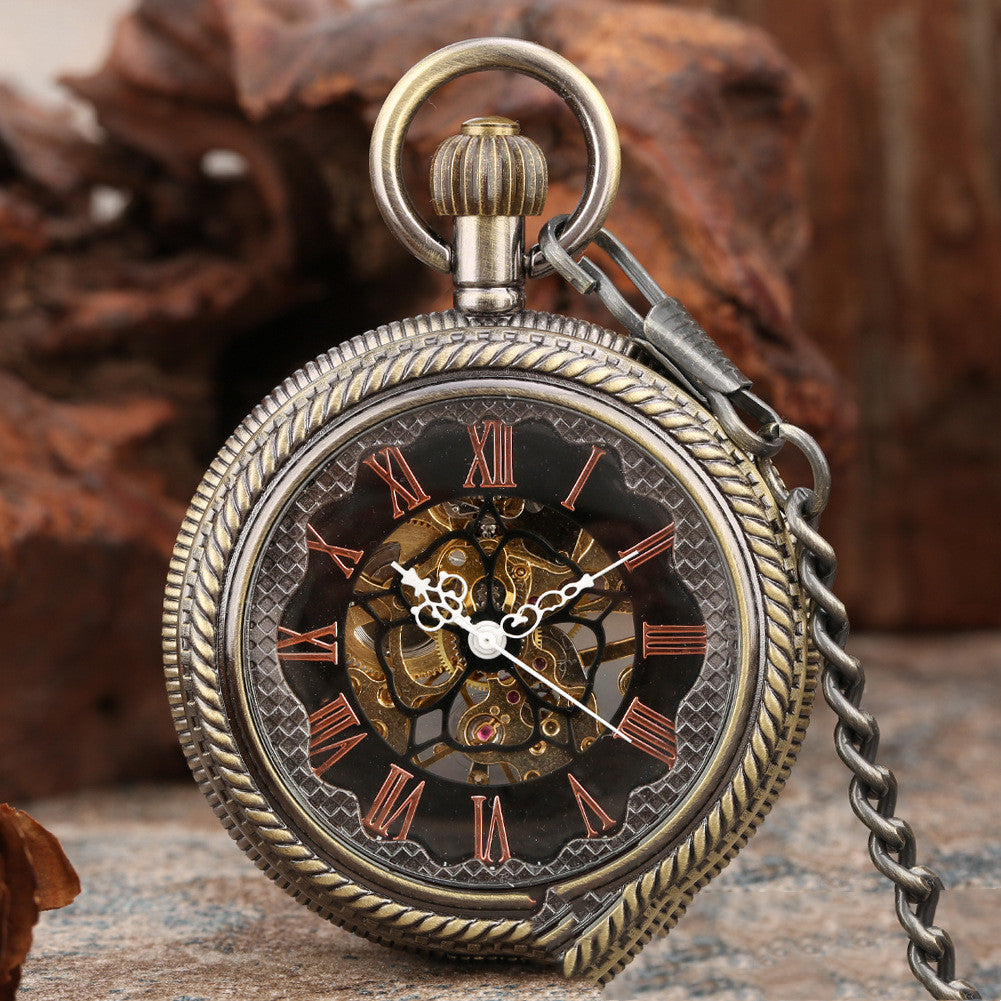 Classic Vintage Floral Case Pocket Watch Cover Manual Mechanical Pocket Watch