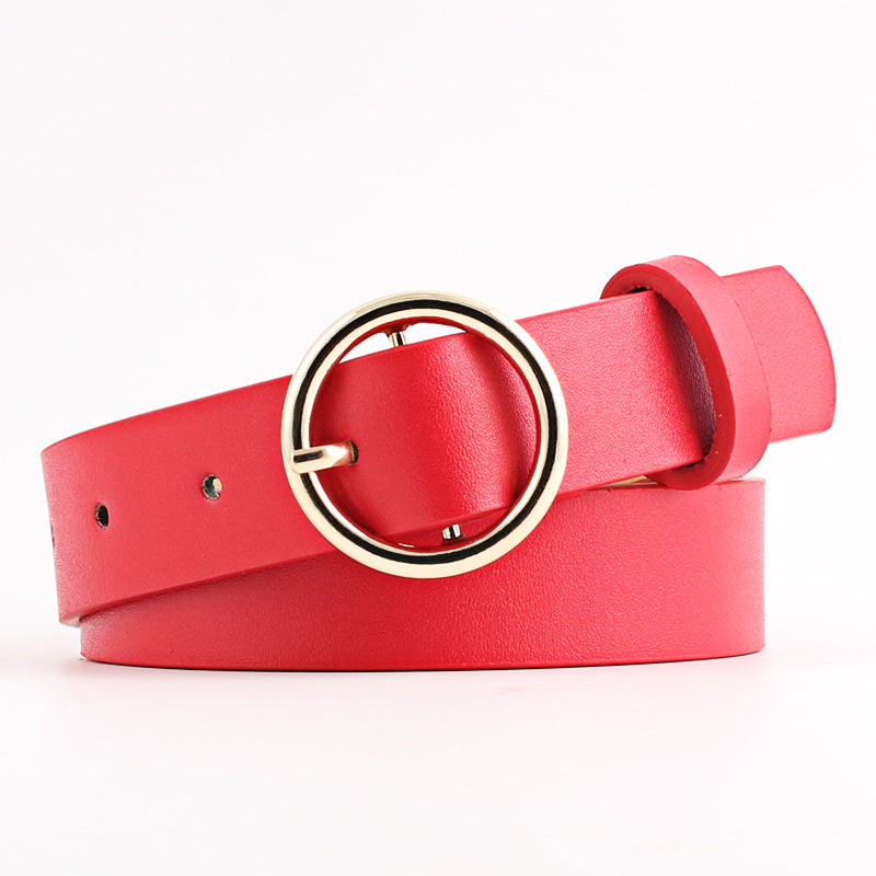 Women's jeans round buckle belt women