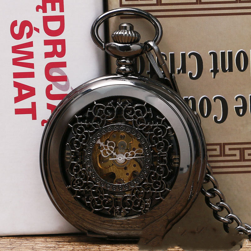 Hollow window grille mechanical pocket watch