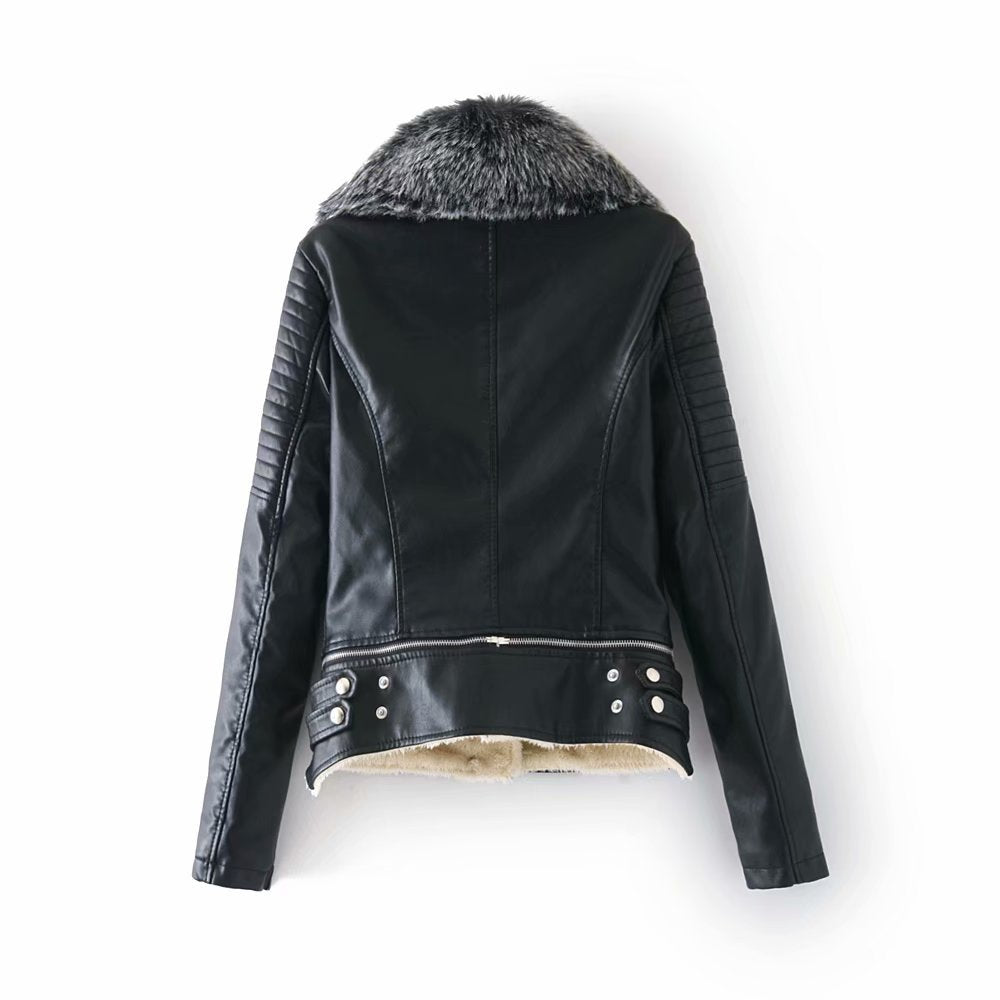 Fur Collar Leather Jacket