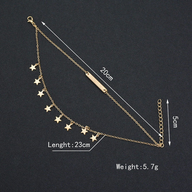 Exquisite double-decker star pendant anklet female