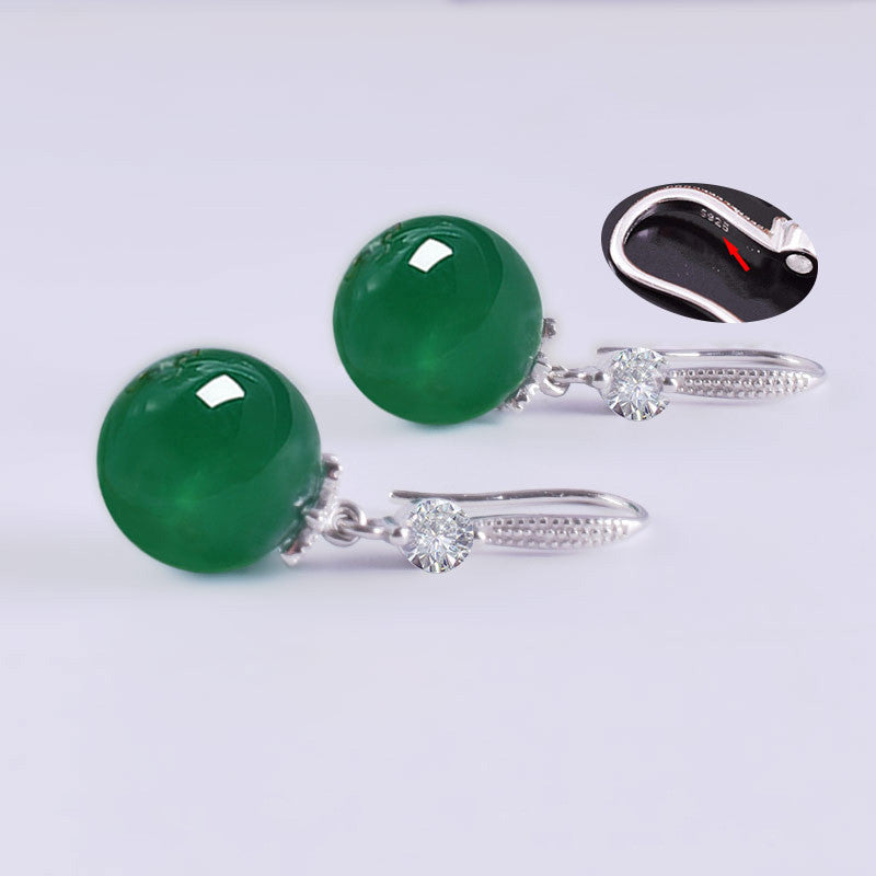 S925 Silver Agate Earrings Long Female Wax Earrings Anti Allergy