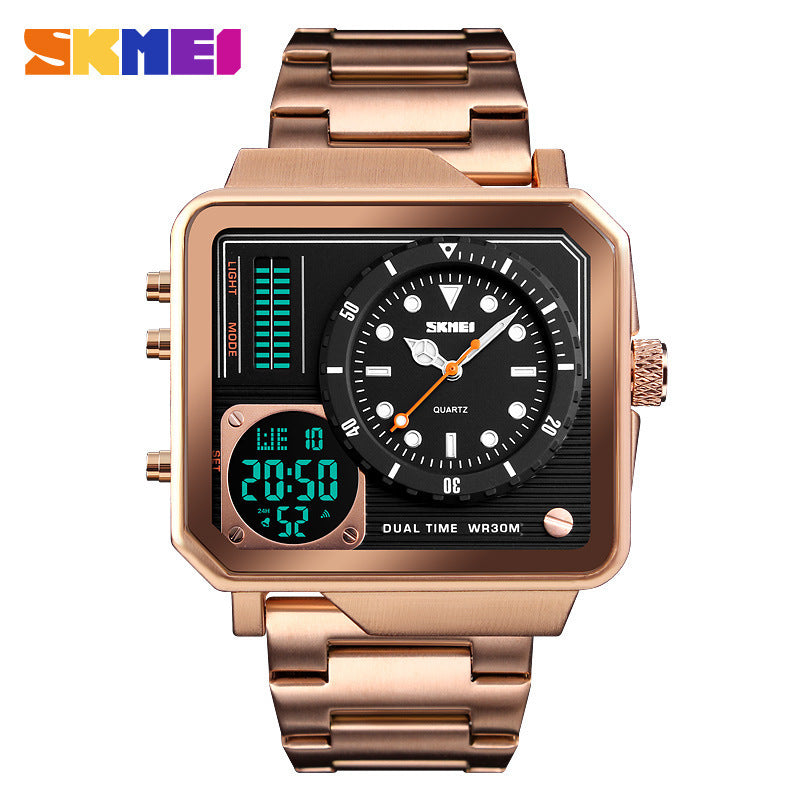 Multi-function watch outdoor sports double display business fashion big dial waterproof male electronic watch