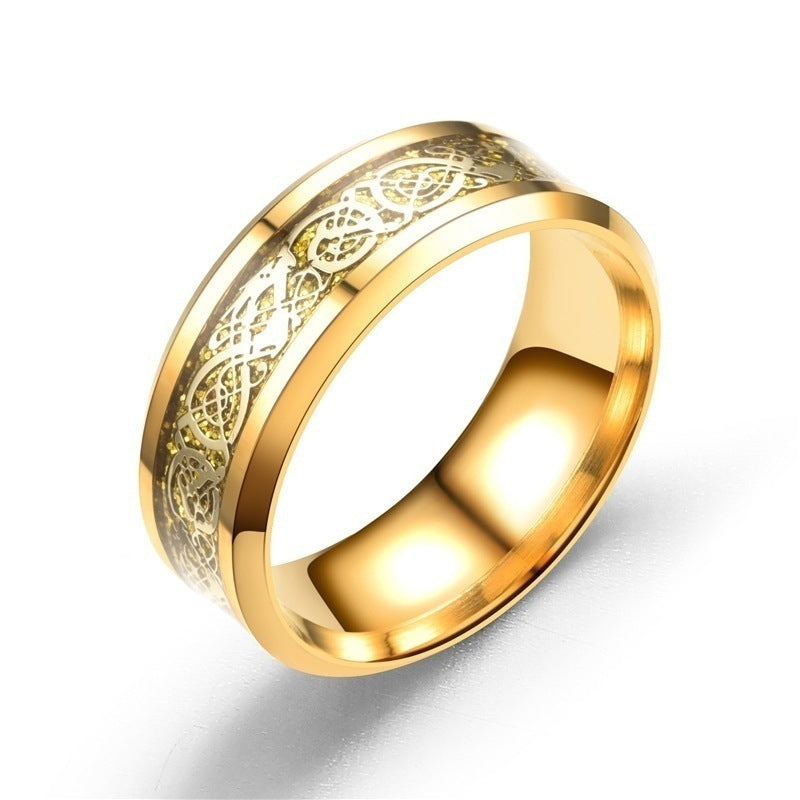Couple Ring with Zircon Golden Dragon Ring