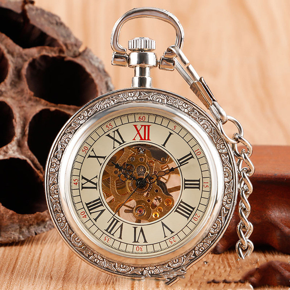 Carved mechanical pocket watch