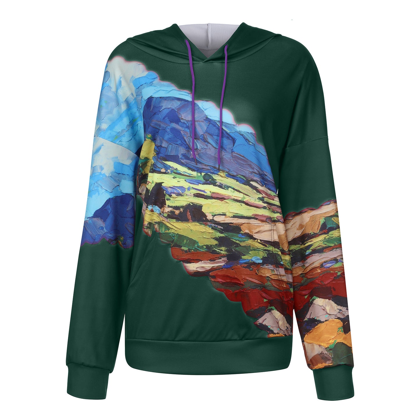 Women's loose peak print hooded long sleeve sweater