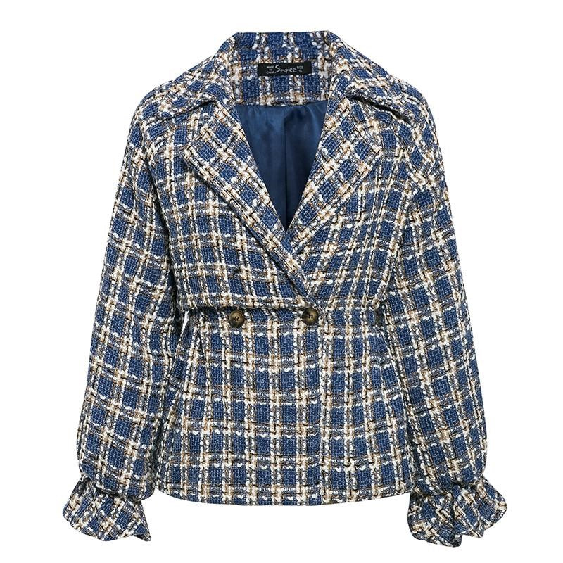 Tweed casual coat plaid