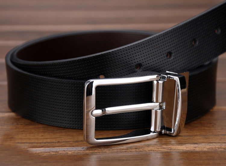 Men's simple retro rotating buckle belt