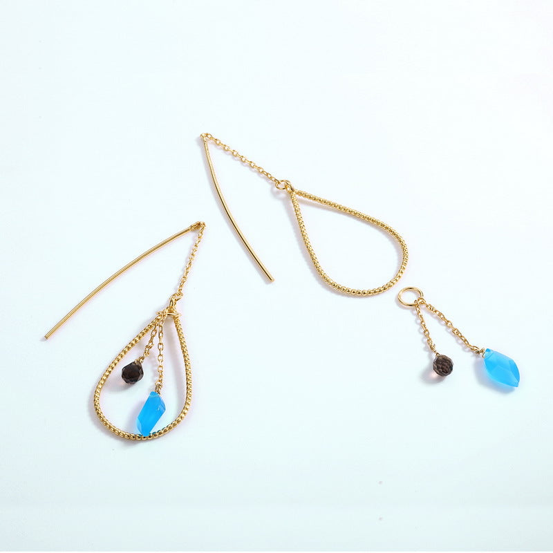 Detachable geometric light blue earrings